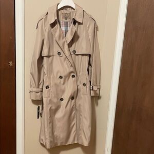 Ricco Beige Double-Breasted Trench Coat